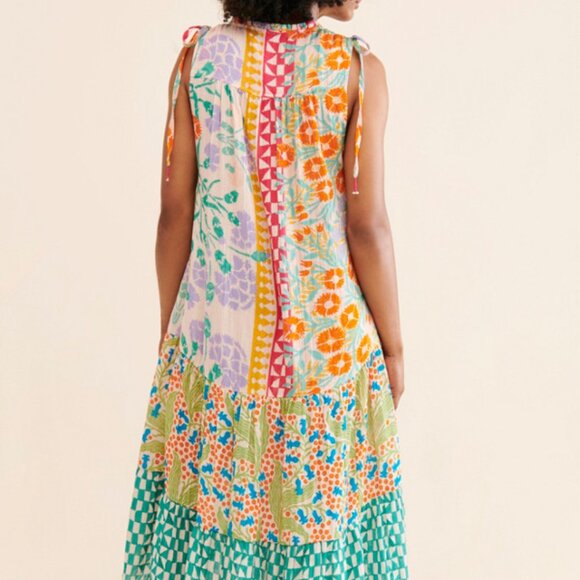 Ellen Merchant x Anthropologie Mixed Print Button Down Maxi Dress Sleeveless - Picture 5 of 14